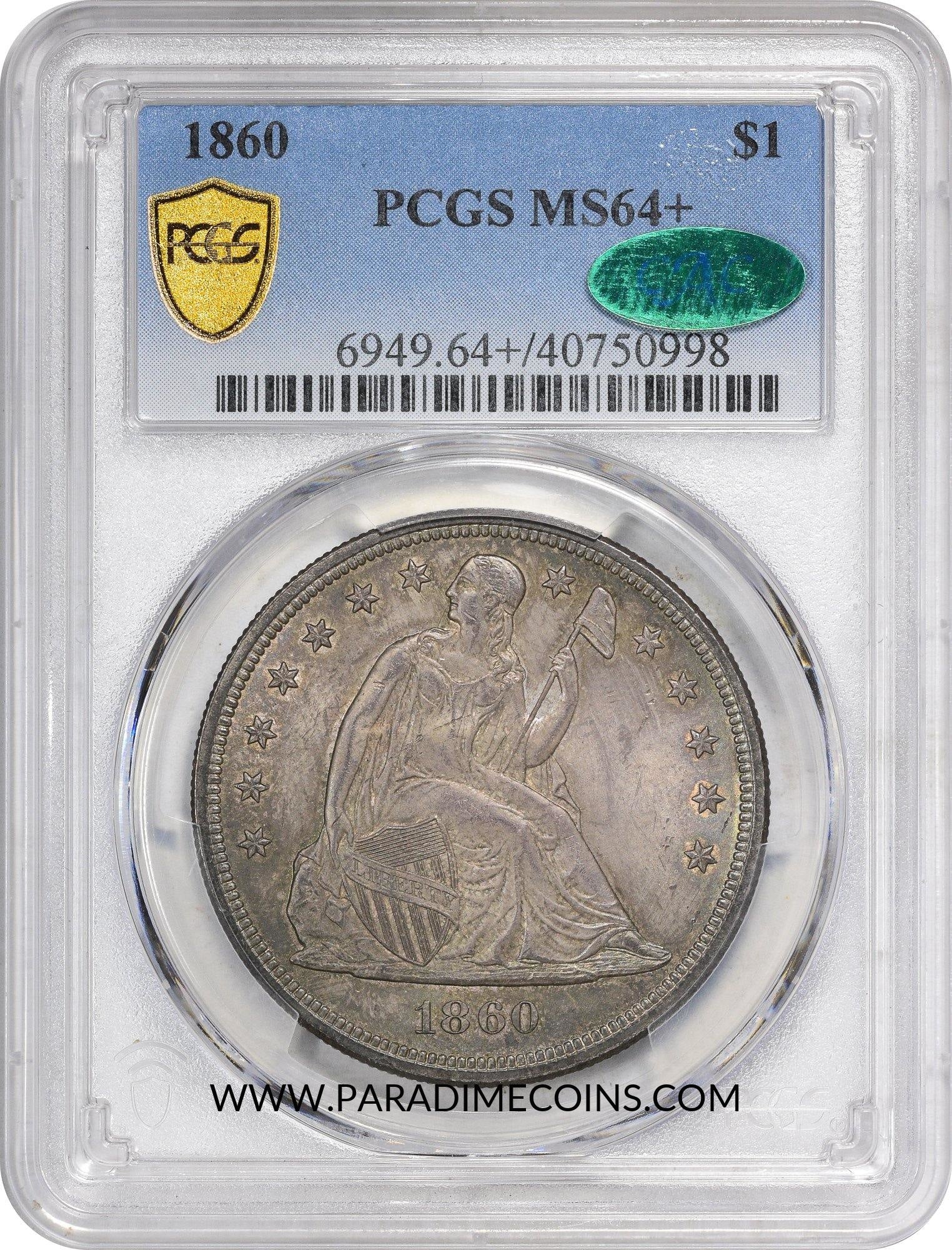1860 S$1 MS64+ PCGS CAC - Paradime Coins | PCGS NGC CACG CAC Rare US Numismatic Coins For Sale