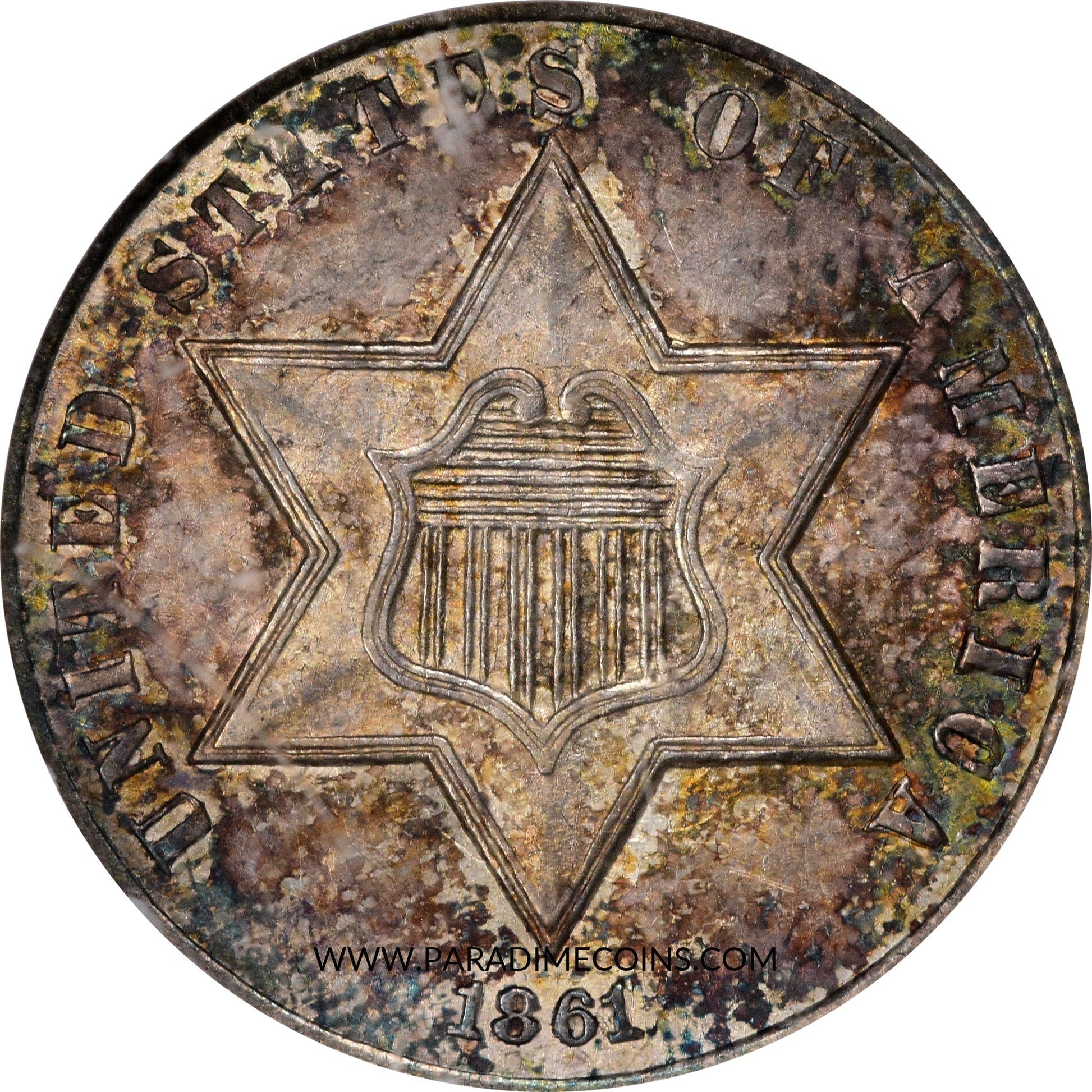 1861 3CS MS64 NGC - Paradime Coins | PCGS NGC CACG CAC Rare US Numismatic Coins For Sale