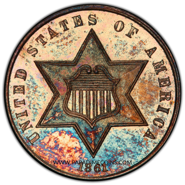 1861 3CS PR64 PCGS - Paradime Coins | PCGS NGC CACG CAC Rare US Numismatic Coins For Sale