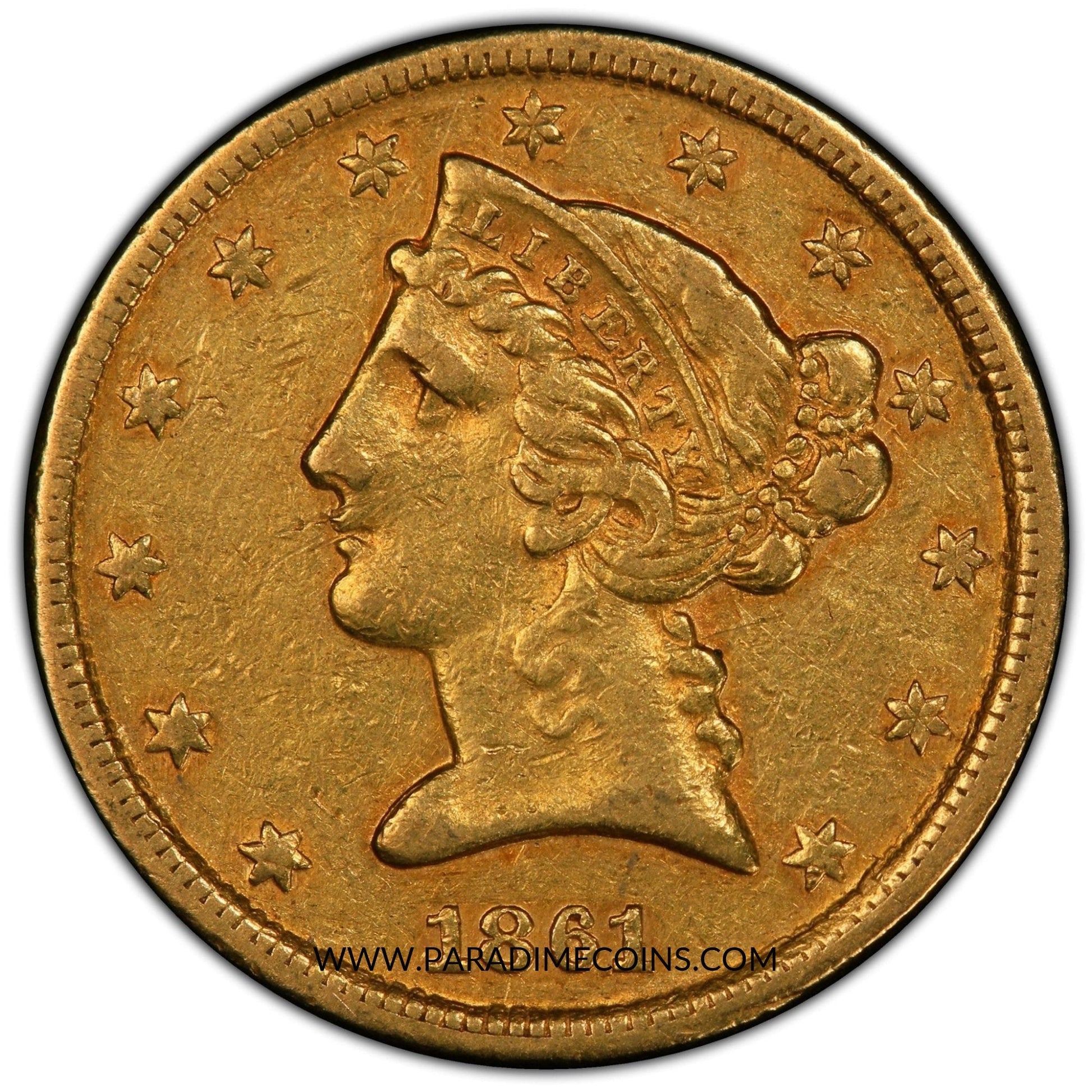 1861-C $5 XF45 PCGS CAC - Paradime Coins | PCGS NGC CACG CAC Rare US Numismatic Coins For Sale