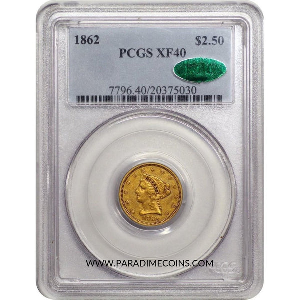 1862 $2.5 XF40 PCGS CAC - Paradime Coins | PCGS NGC CACG CAC Rare US Numismatic Coins For Sale