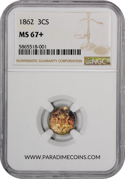 1862 3CS MS67+ NGC - Paradime Coins | PCGS NGC CACG CAC Rare US Numismatic Coins For Sale