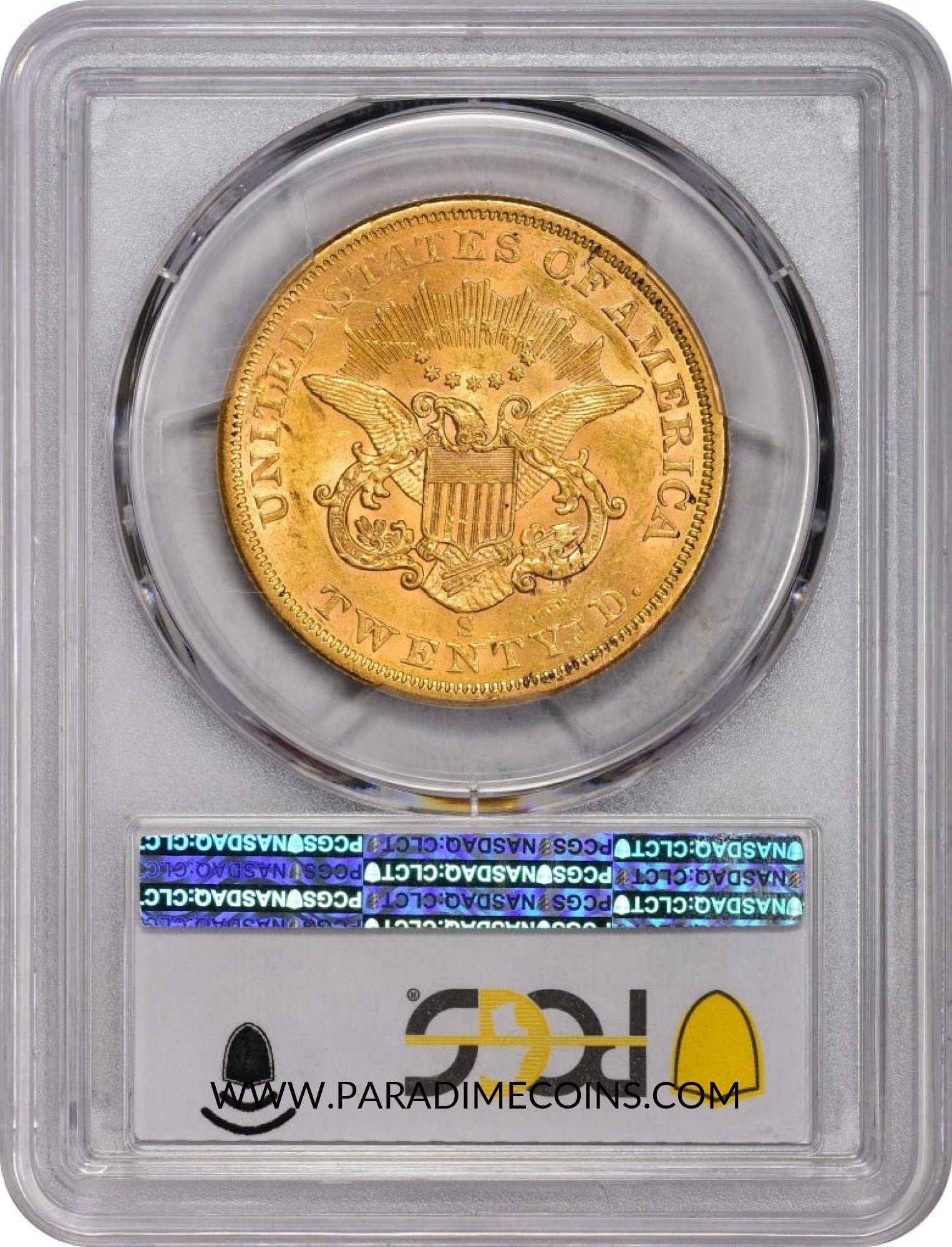 1862-S $20 MS61 PCGS CAC - Paradime Coins | PCGS NGC CACG CAC Rare US Numismatic Coins For Sale