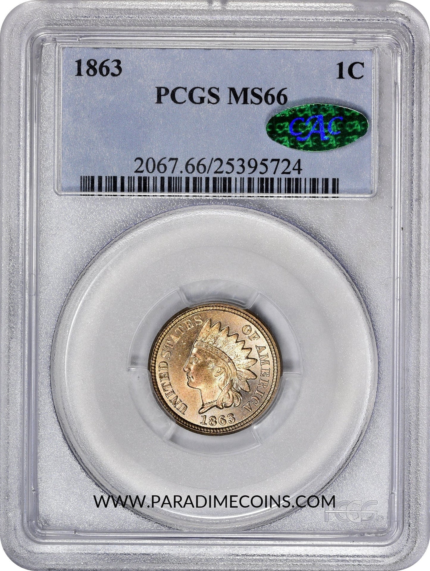 1863 1C MS66 PCGS CAC - Paradime Coins | PCGS NGC CACG CAC Rare US Numismatic Coins For Sale