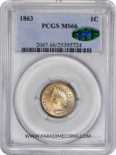 1863 1C MS66 PCGS CAC - Paradime Coins US Coins For Sale