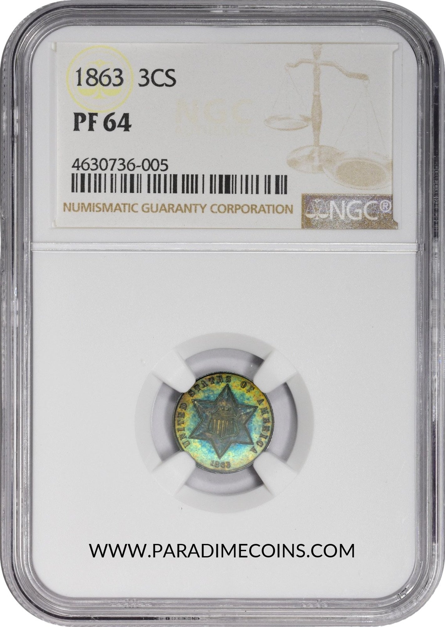 1863 3CS PR64 NGC - Paradime Coins | PCGS NGC CACG CAC Rare US Numismatic Coins For Sale