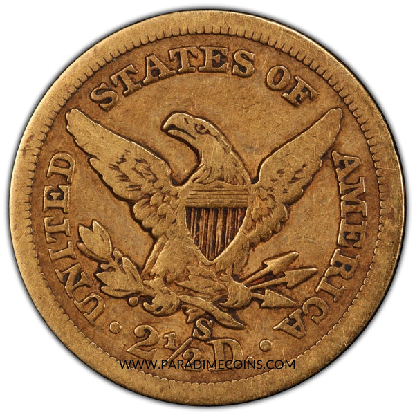1863-S $2.5 VF25 PCGS CAC - Paradime Coins | PCGS NGC CACG CAC Rare US Numismatic Coins For Sale