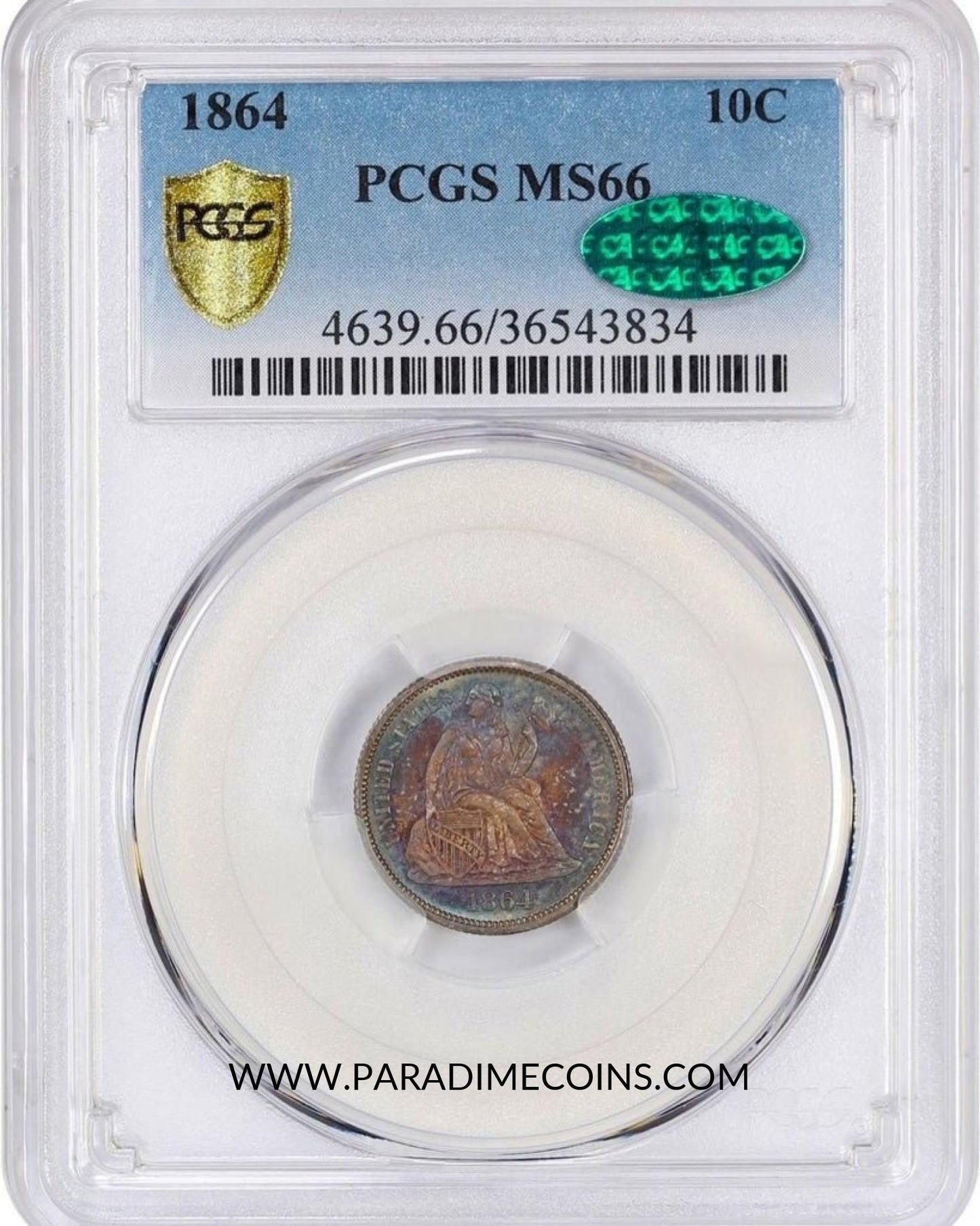 1864 10C MS66 PCGS CAC - Paradime Coins | PCGS NGC CACG CAC Rare US Numismatic Coins For Sale