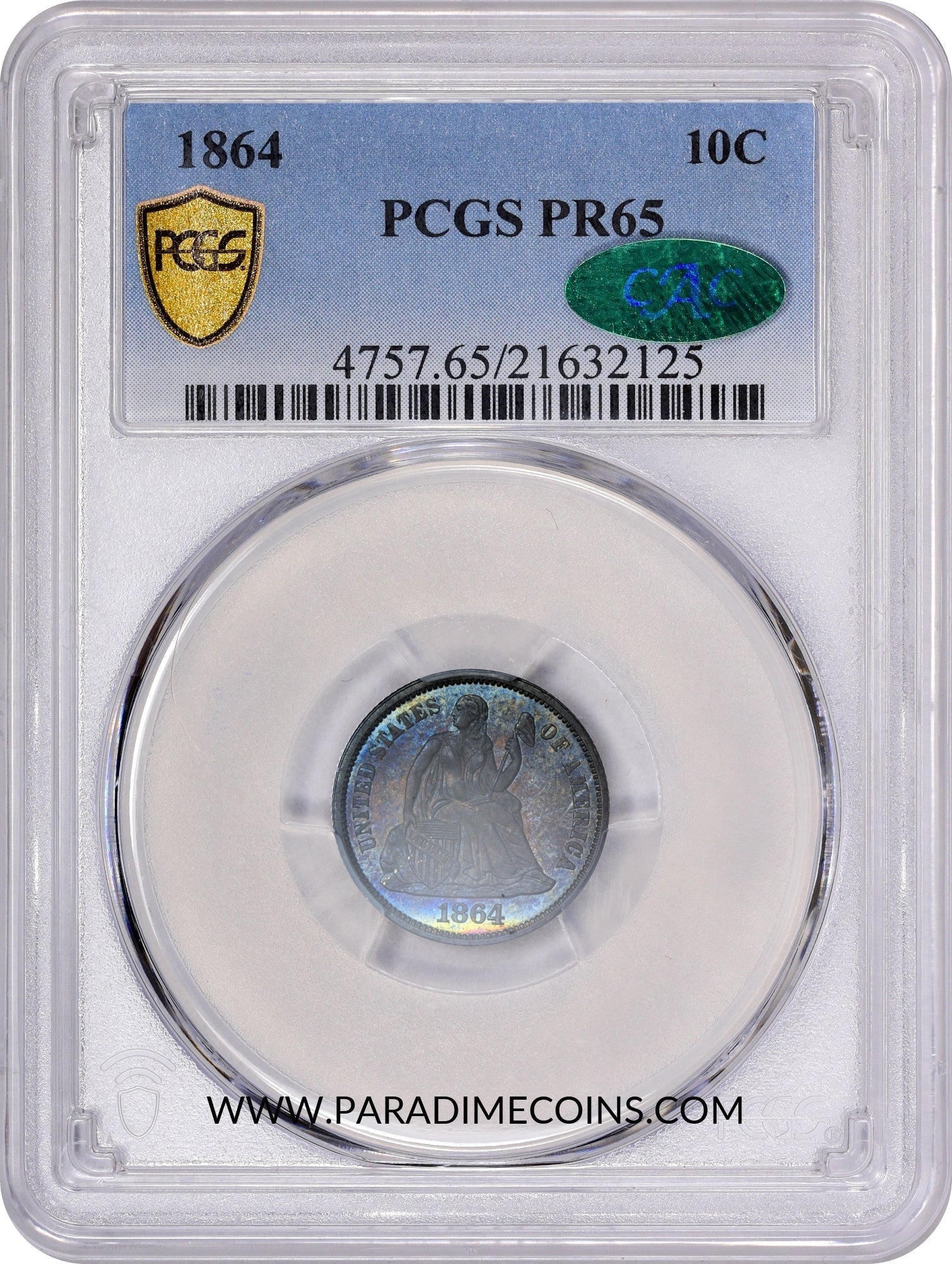 1864 10C PR65 PCGS CAC - Paradime Coins | PCGS NGC CACG CAC Rare US Numismatic Coins For Sale