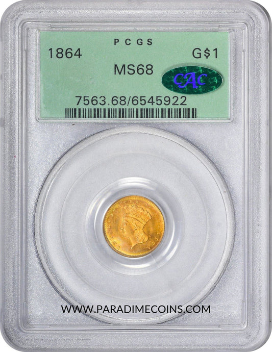 1864 G$1 MS68 OGH PCGS CAC - Paradime Coins | PCGS NGC CACG CAC Rare US Numismatic Coins For Sale