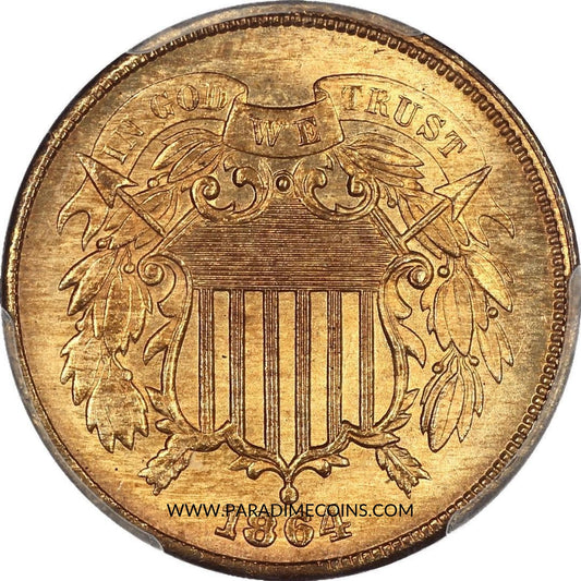 1864 LARGE MOTTO 2C MS66 Red PCGS CAC - Paradime Coins | PCGS NGC CACG CAC Rare US Numismatic Coins For Sale