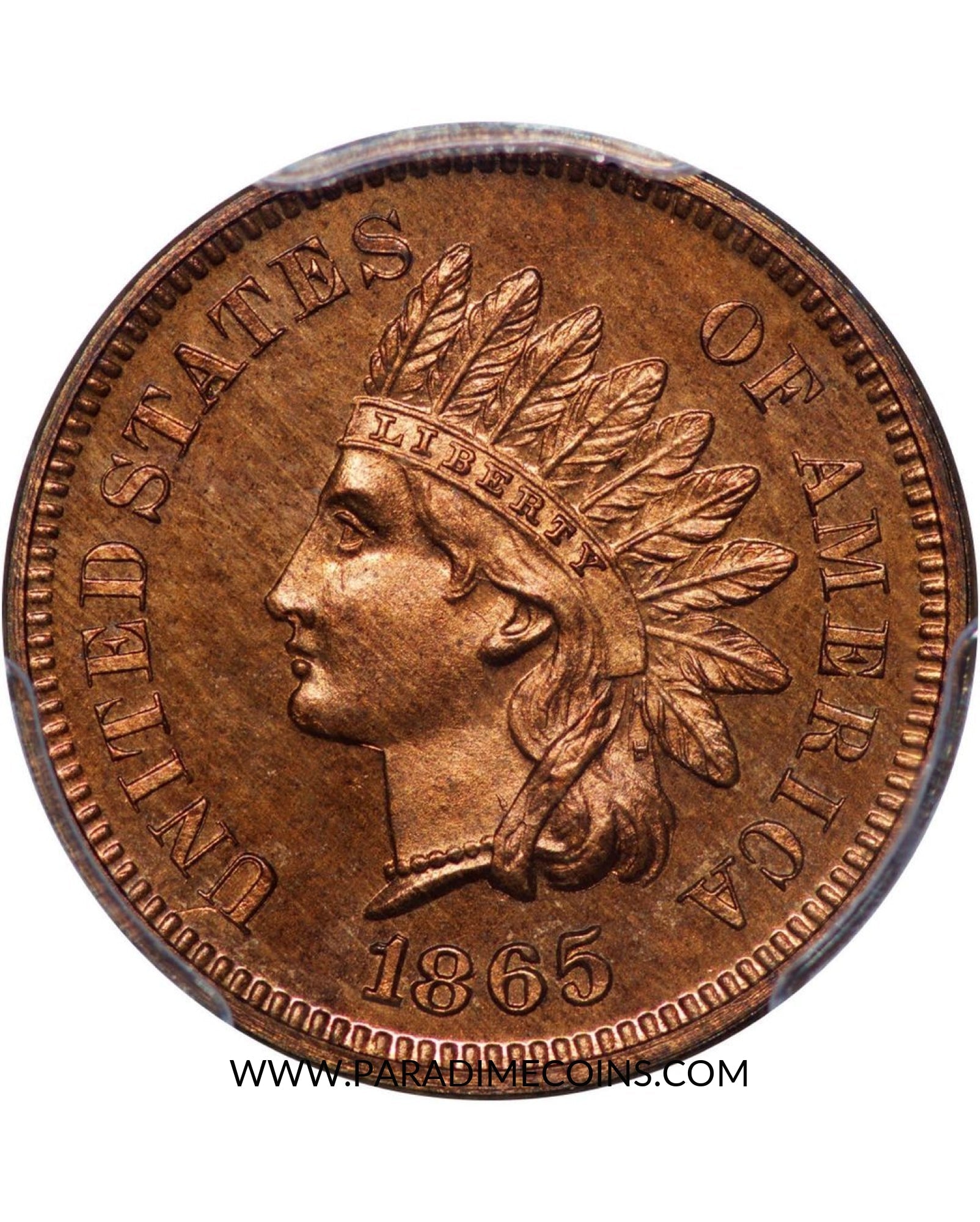 1865 1C PR65 RB PCGS Photo Seal - Paradime Coins US Coins For Sale