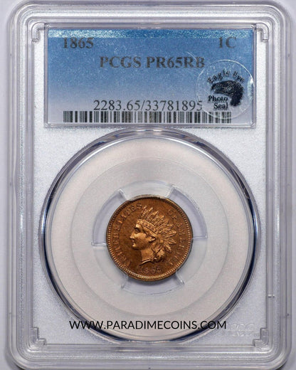 1865 1C PR65 RB PCGS Photo Seal - Paradime Coins | PCGS NGC CACG CAC Rare US Numismatic Coins For Sale