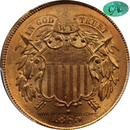 1865 2C MS66RD PCGS CAC - Paradime Coins | PCGS NGC CACG CAC Rare US Numismatic Coins For Sale