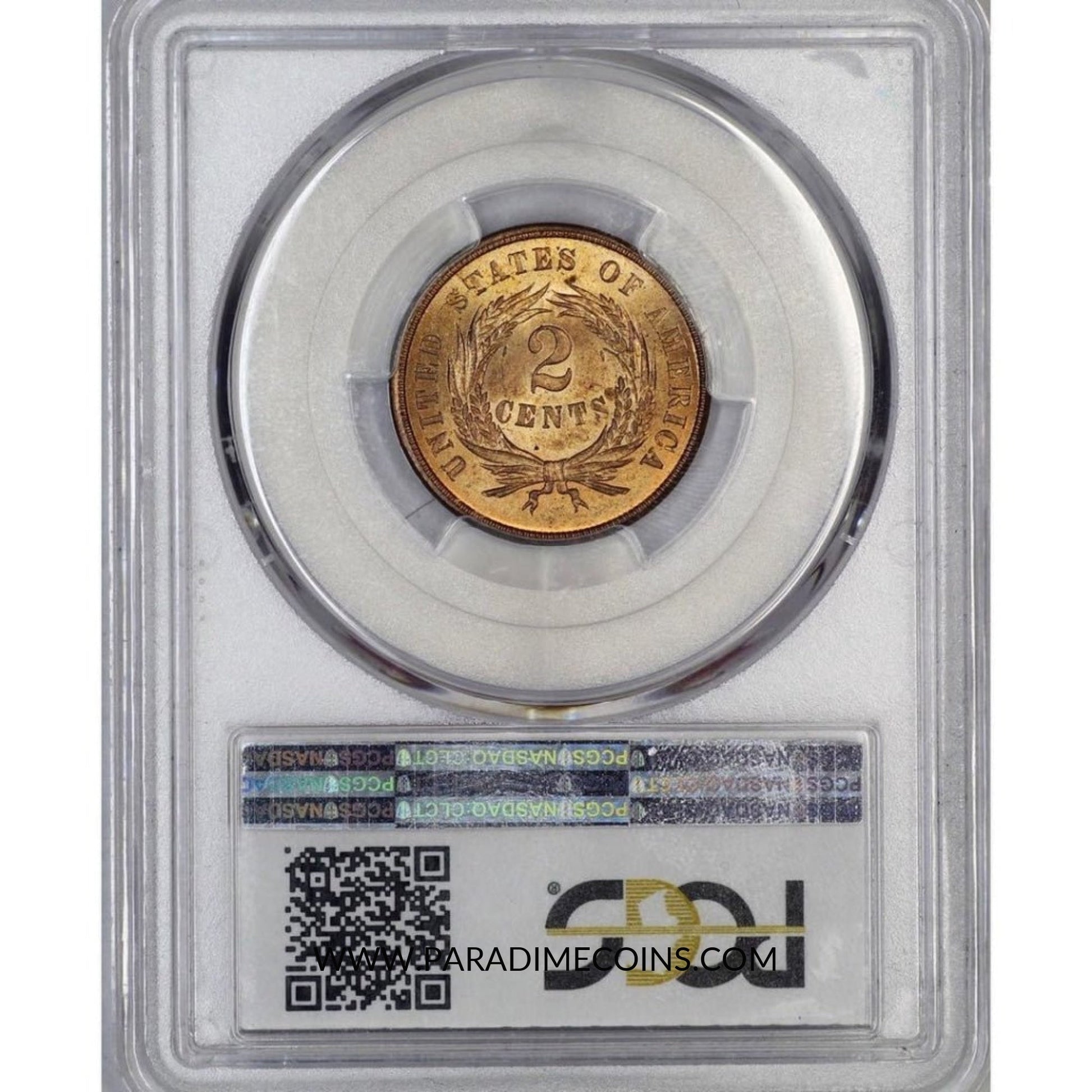 1865 Fancy 5 2C MS66RD PCGS CAC - Paradime Coins | PCGS NGC CACG CAC Rare US Numismatic Coins For Sale