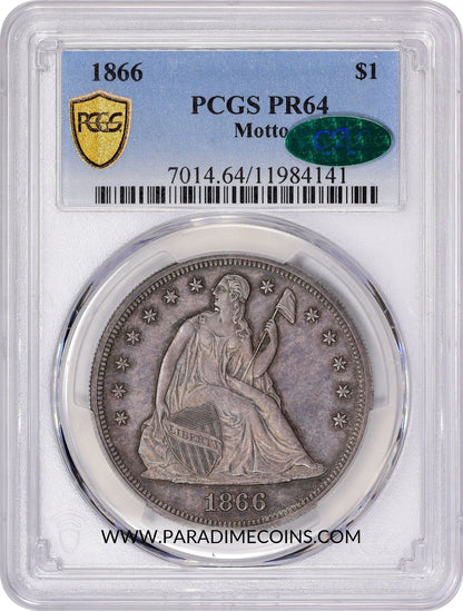 1866 $1 MOTTO PR64 PCGS CAC - Paradime Coins | PCGS NGC CACG CAC Rare US Numismatic Coins For Sale