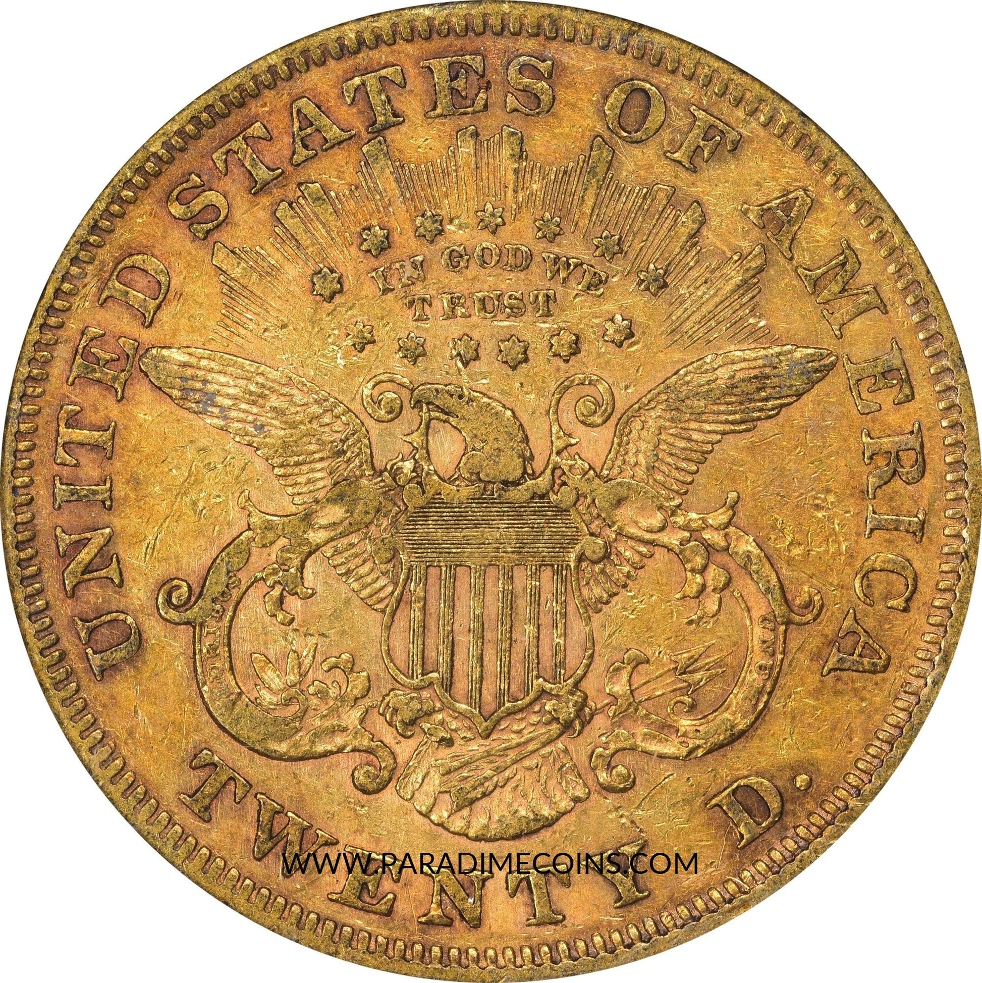 1866 $20 MOTTO XF40 OGH PCGS GOLD CAC - Paradime Coins | PCGS NGC CACG CAC Rare US Numismatic Coins For Sale
