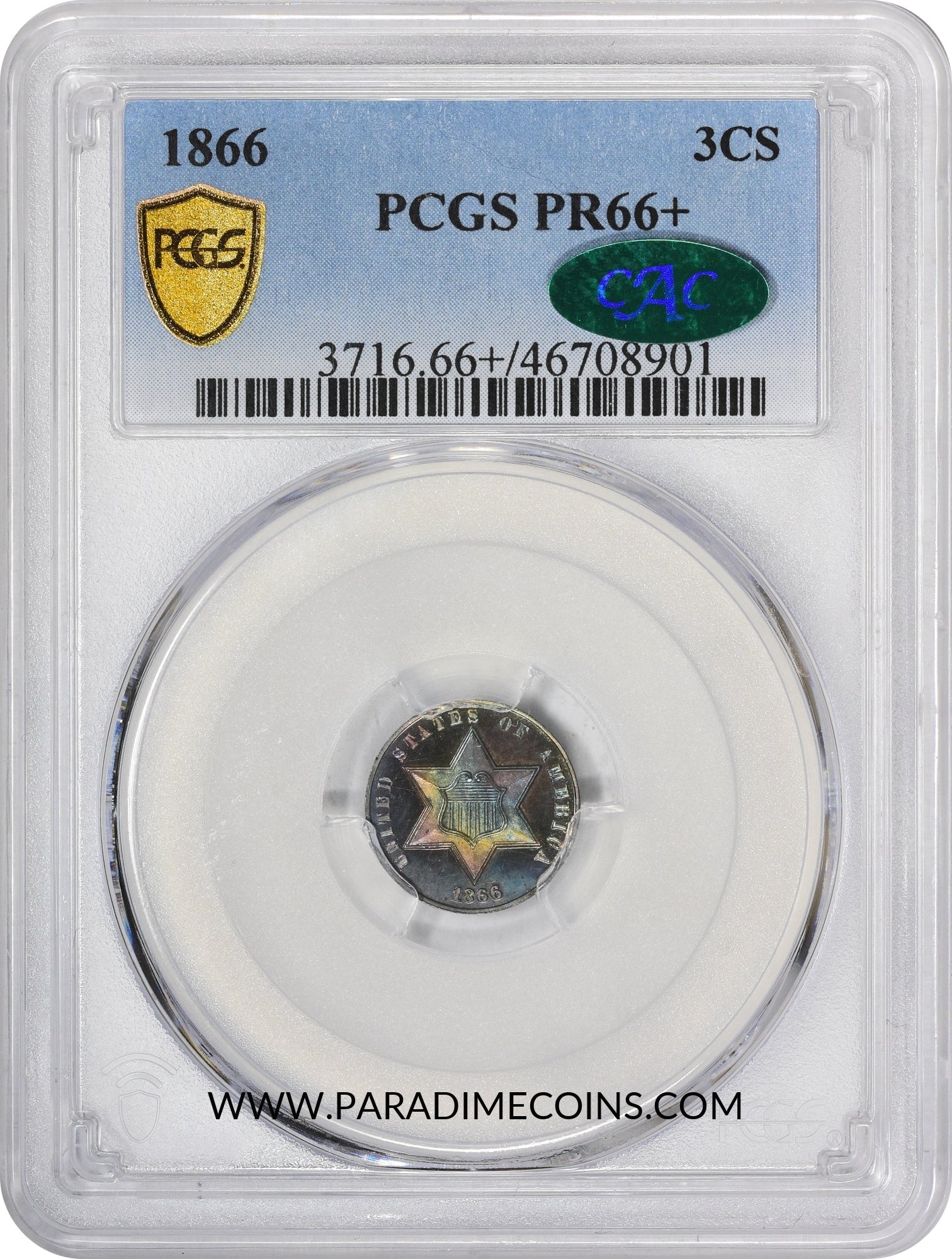 1866 3CS PR66+ PCGS CAC - Paradime Coins | PCGS NGC CACG CAC Rare US Numismatic Coins For Sale