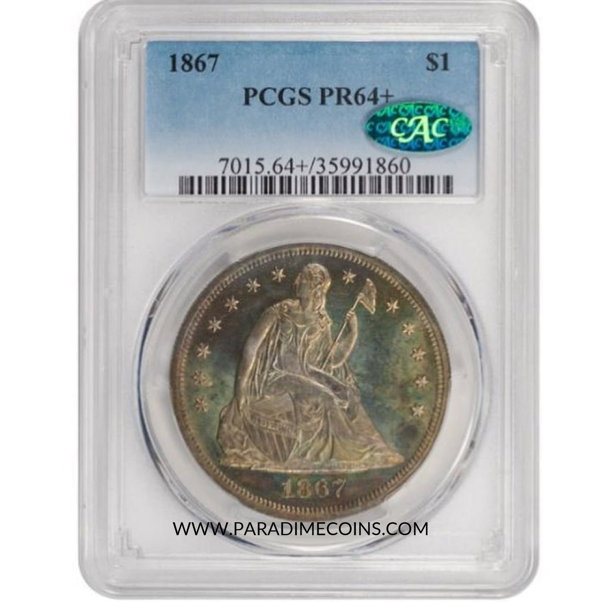 1867 $1 PR64+ PCGS CAC - Paradime Coins | PCGS NGC CACG CAC Rare US Numismatic Coins For Sale