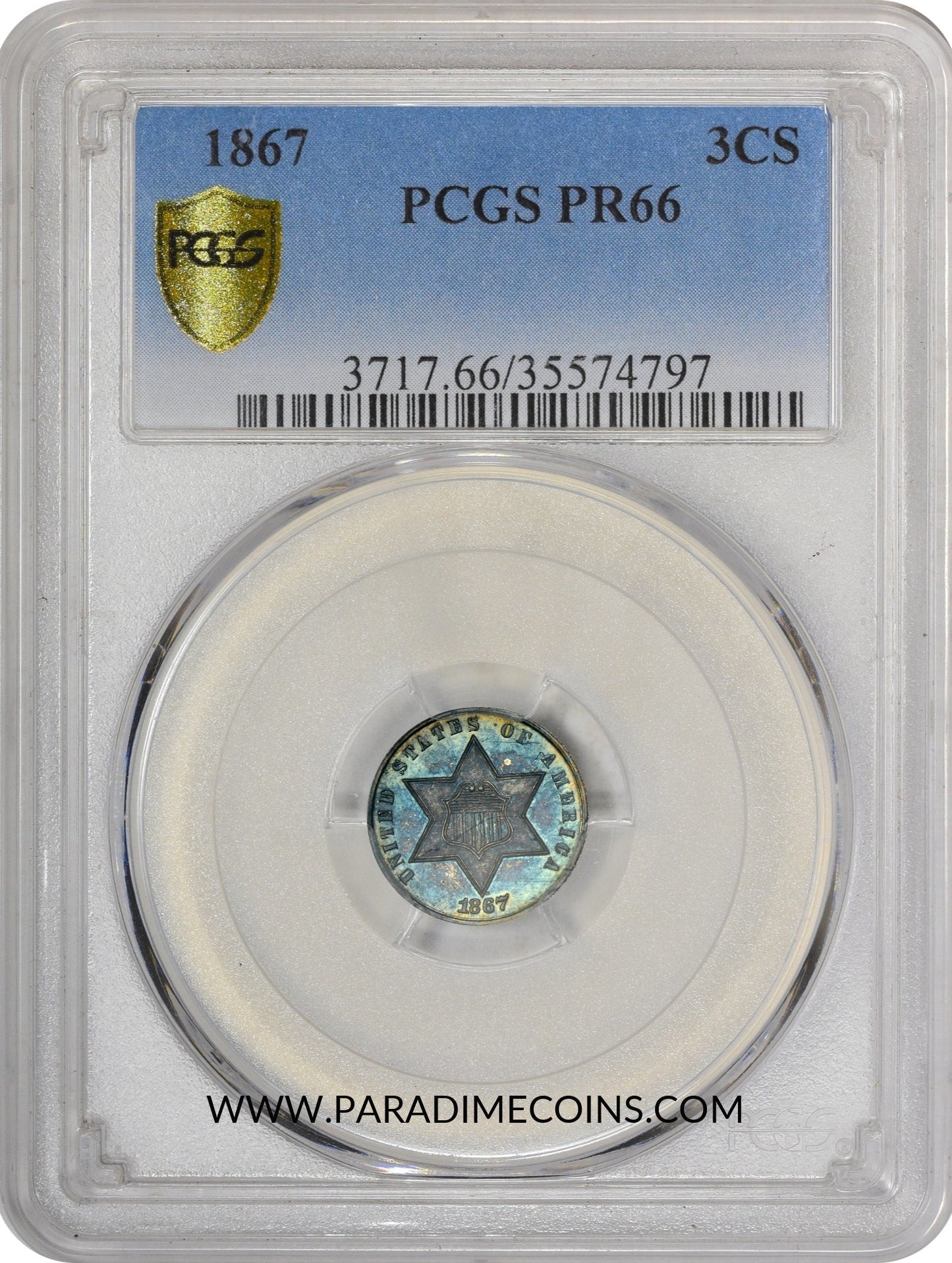 1867 3CS PR66 PCGS - Paradime Coins | PCGS NGC CACG CAC Rare US Numismatic Coins For Sale