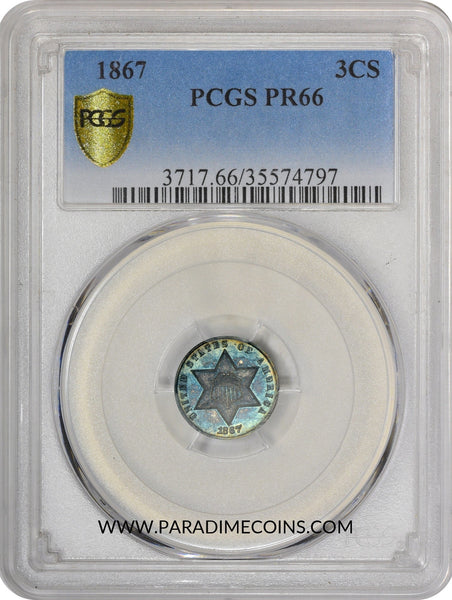 1867 3CS PR66 PCGS - Paradime Coins | PCGS NGC CACG CAC Rare US Numismatic Coins For Sale