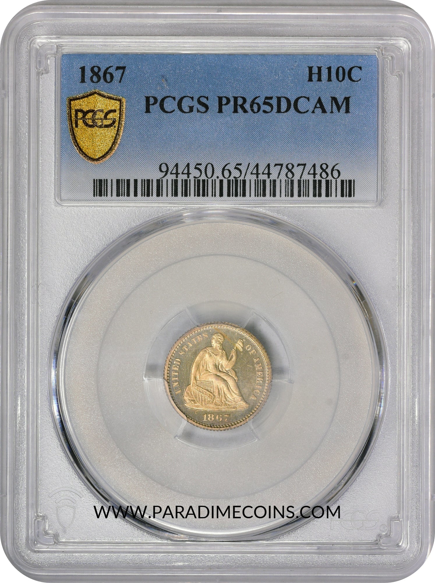 1867 H10C PR65 DCAM PCGS - Paradime Coins | PCGS NGC CACG CAC Rare US Numismatic Coins For Sale