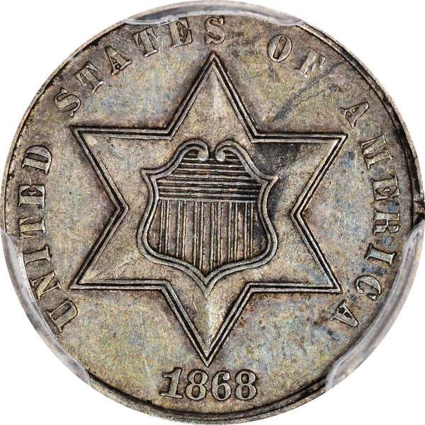 1868 3CS AU55 PCGS - Paradime Coins US Coins For Sale