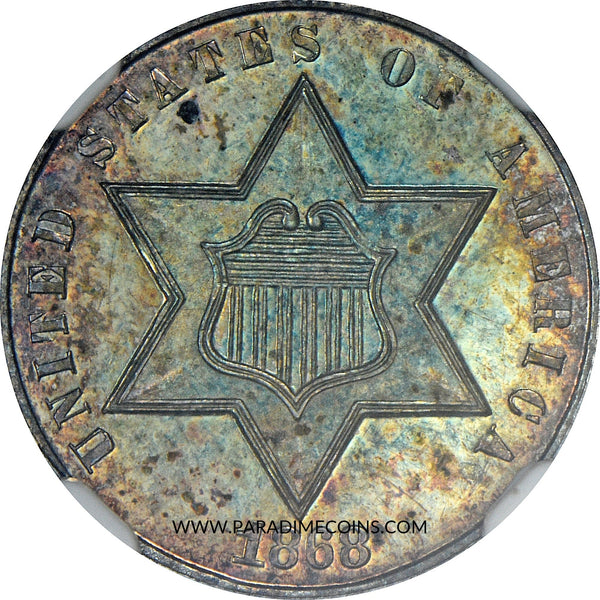 1868 3CS PR63 NGC CAC - Paradime Coins | PCGS NGC CACG CAC Rare US Numismatic Coins For Sale