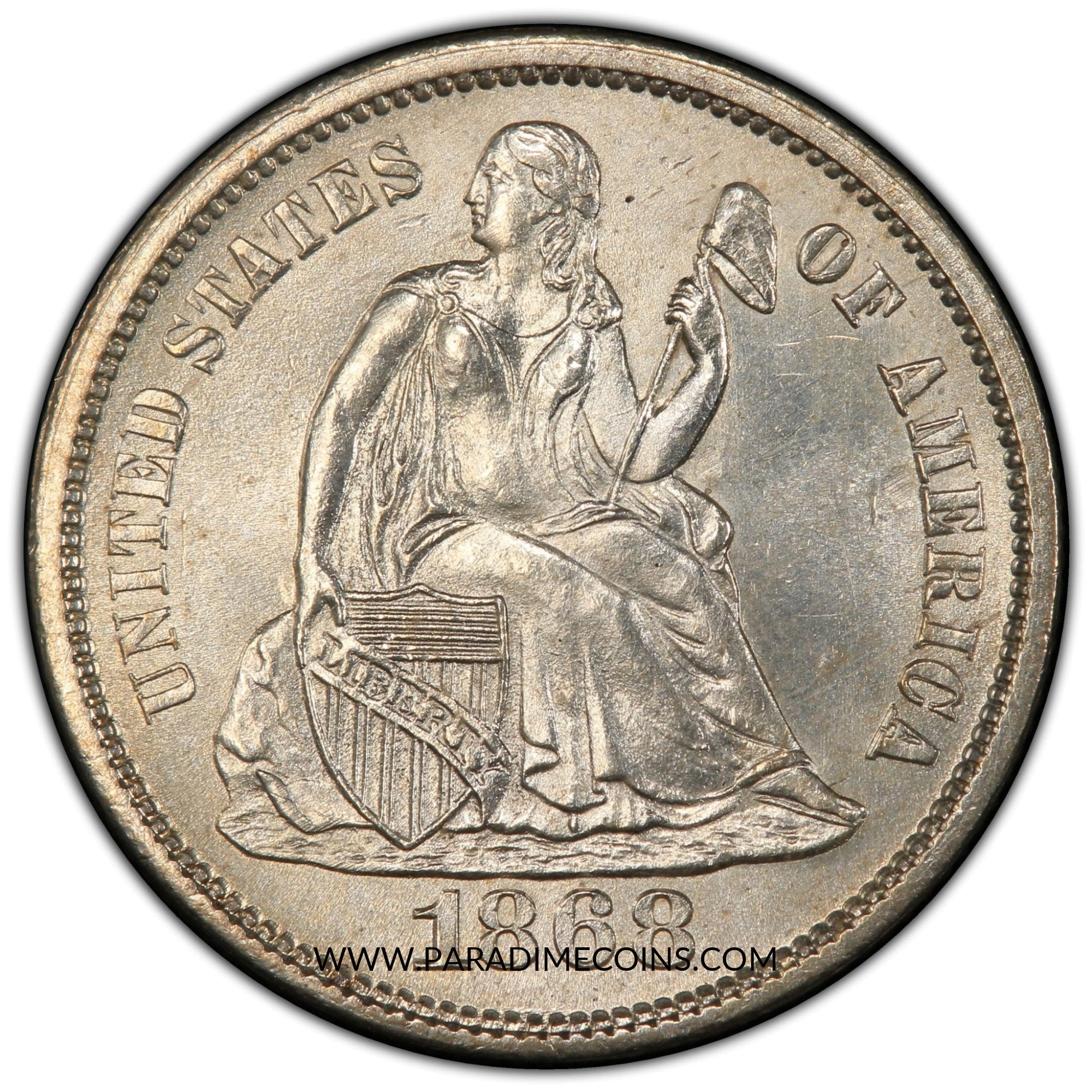 1868-S 10C MS65 PCGS - Paradime Coins | PCGS NGC CACG CAC Rare US Numismatic Coins For Sale