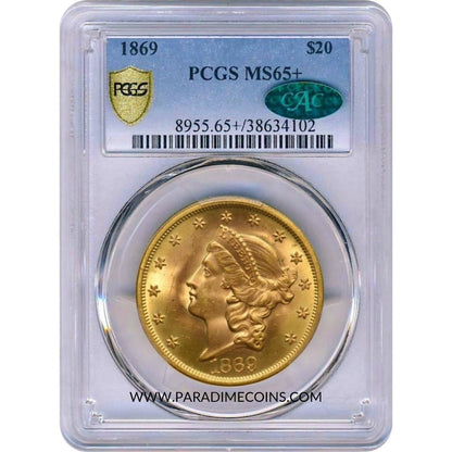 1869 $20 MS65+ PCGS CAC - Paradime Coins | PCGS NGC CACG CAC Rare US Numismatic Coins For Sale