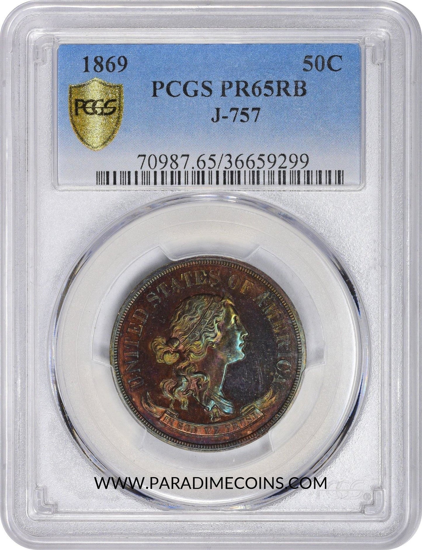 1869 50C PR65RB J-757 PCGS - Paradime Coins | PCGS NGC CACG CAC Rare US Numismatic Coins For Sale