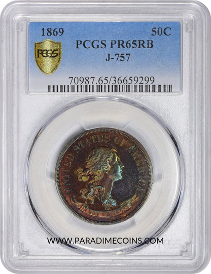 1869 50C PR65RB J-757 PCGS - Paradime Coins | PCGS NGC CACG CAC Rare US Numismatic Coins For Sale