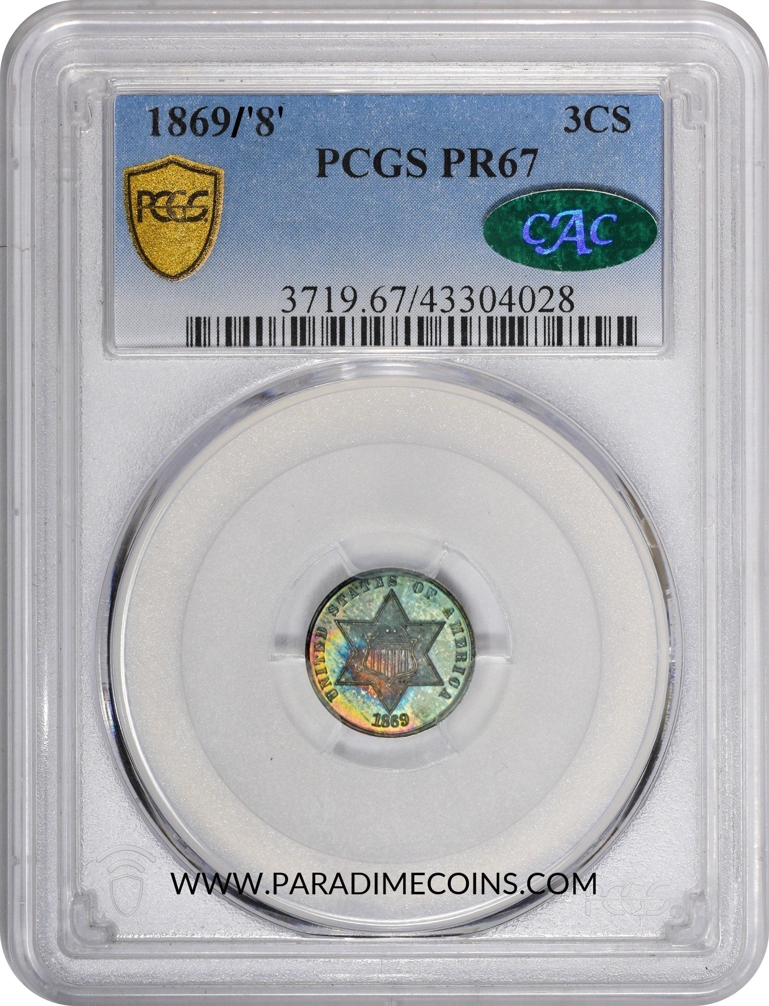 1869/'8' 3CS PR67 PCGS CAC - Paradime Coins | PCGS NGC CACG CAC Rare US Numismatic Coins For Sale