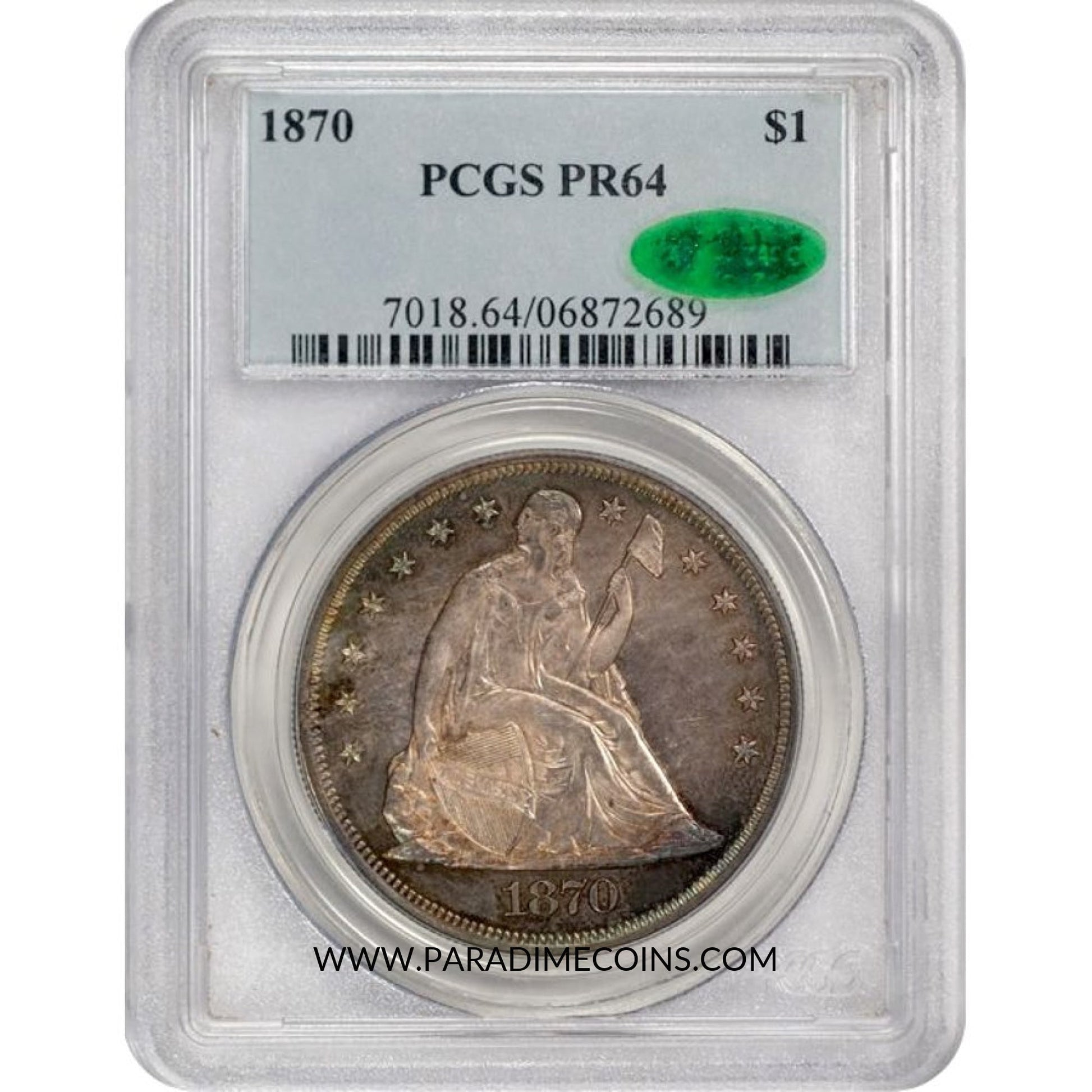 1870 $1 PR64 PCGS CAC - Paradime Coins | PCGS NGC CACG CAC Rare US Numismatic Coins For Sale