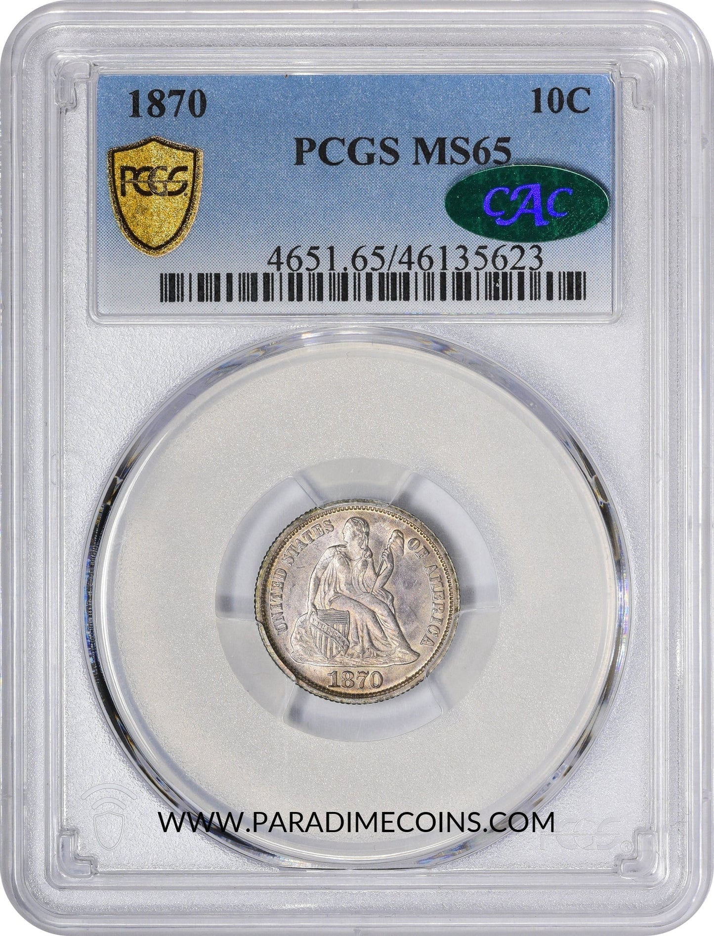 1870 10C MS65 PCGS CAC - Paradime Coins | PCGS NGC CACG CAC Rare US Numismatic Coins For Sale