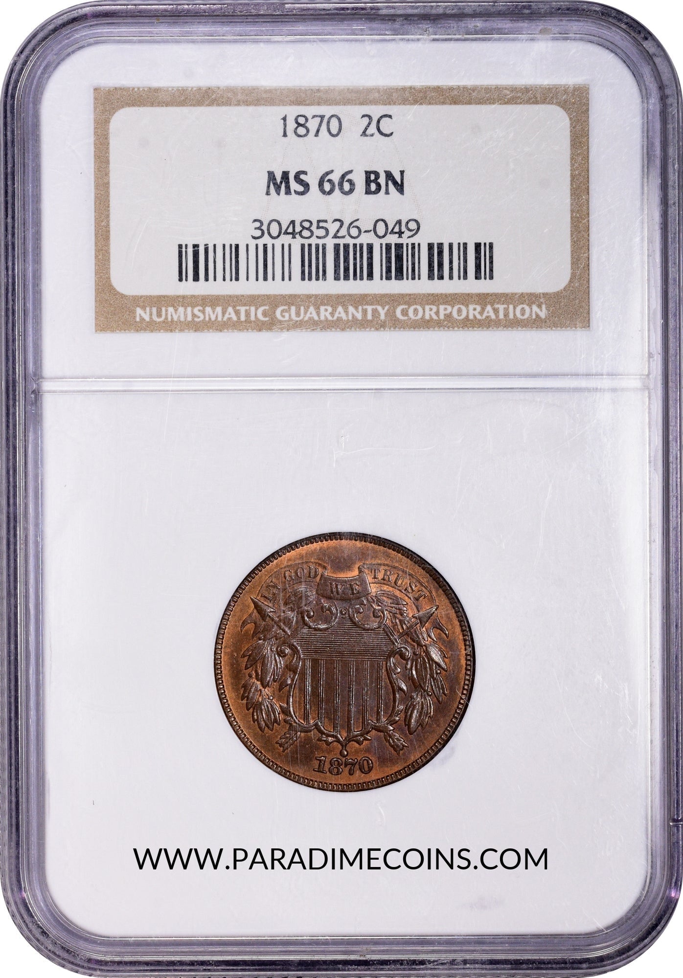 1870 2C MS66BN NGC - Paradime Coins | PCGS NGC CACG CAC Rare US Numismatic Coins For Sale
