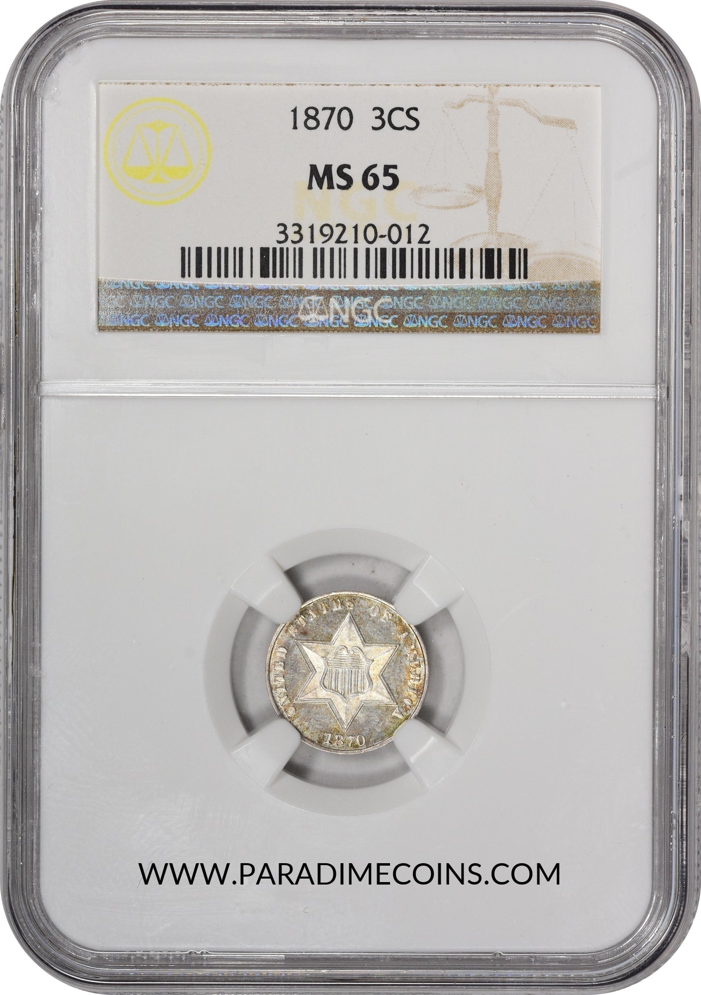 1870 3CS MS65 NGC - Paradime Coins | PCGS NGC CACG CAC Rare US Numismatic Coins For Sale