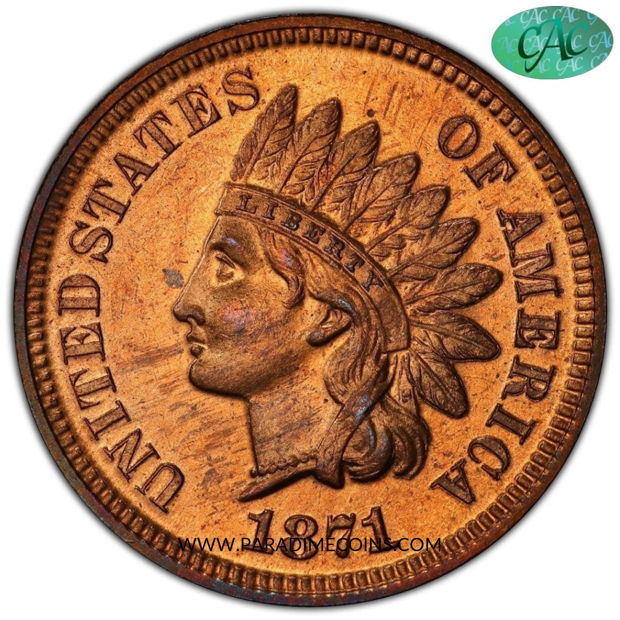 1871 1C PR64 RB PCGS CAC - Paradime Coins | PCGS NGC CACG CAC Rare US Numismatic Coins For Sale