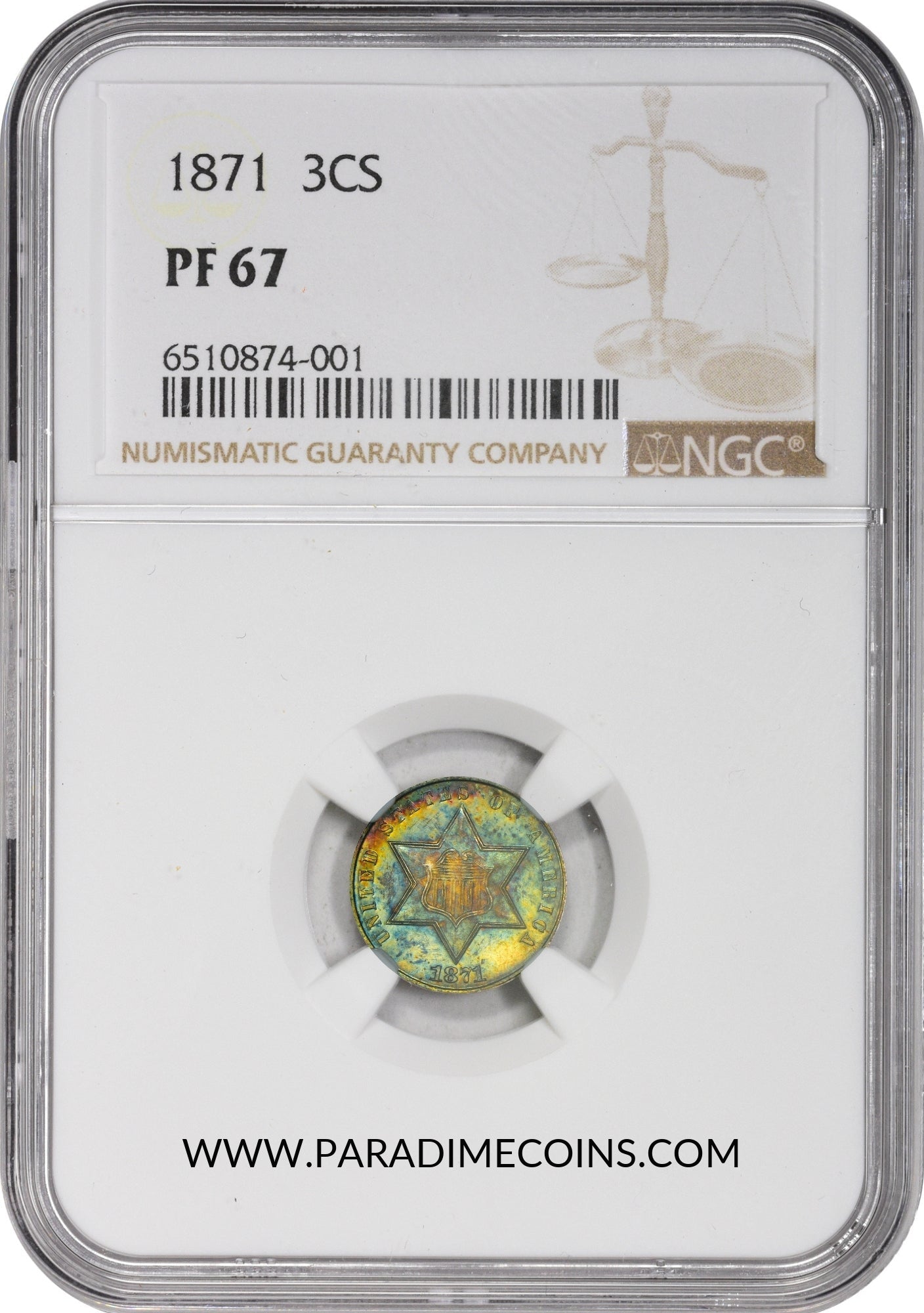 1871 3CS PR67 NGC - Paradime Coins | PCGS NGC CACG CAC Rare US Numismatic Coins For Sale