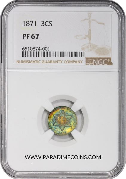1871 3CS PR67 NGC - Paradime Coins | PCGS NGC CACG CAC Rare US Numismatic Coins For Sale