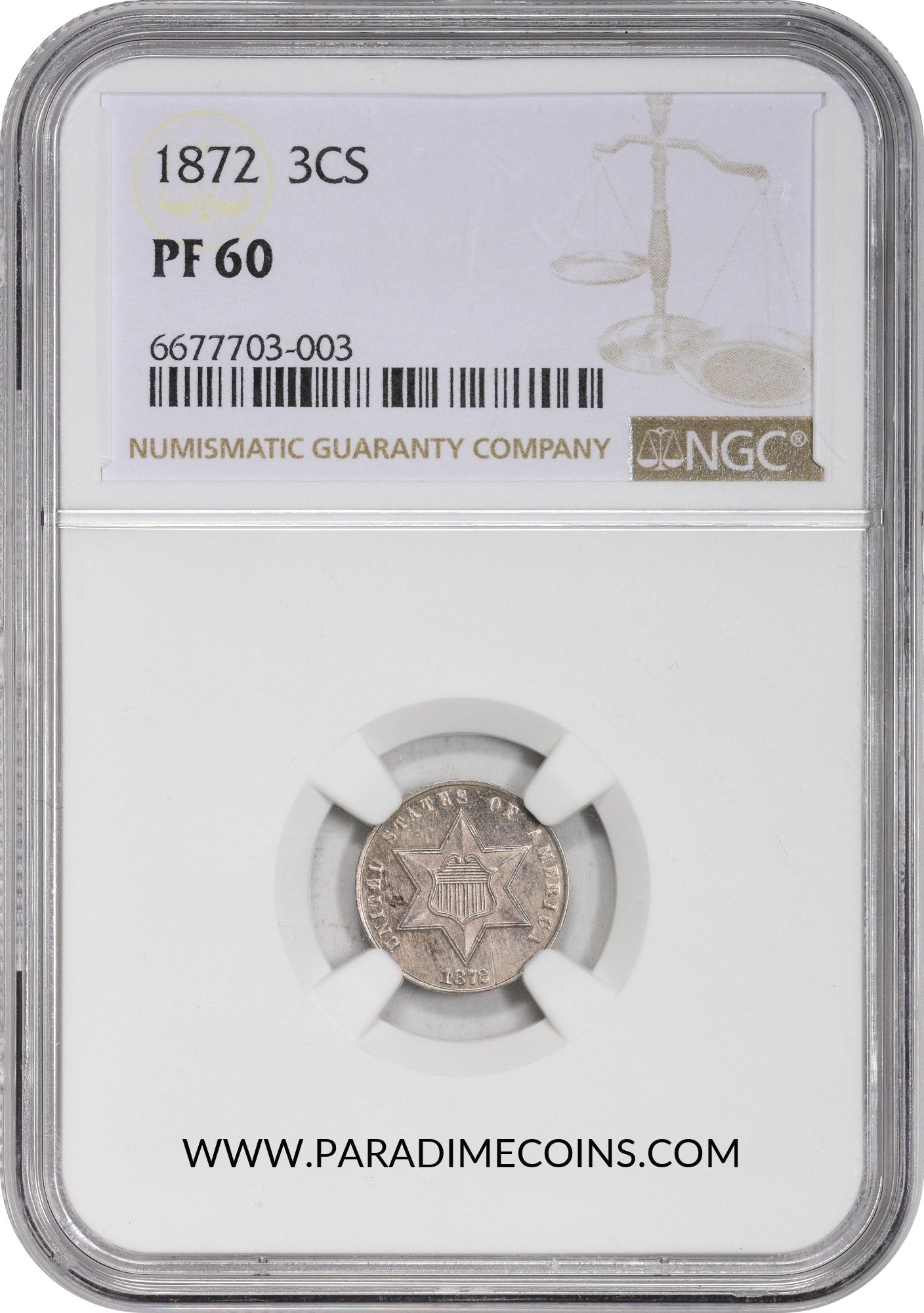 1872 3CS PR60 NGC - Paradime Coins | PCGS NGC CACG CAC Rare US Numismatic Coins For Sale