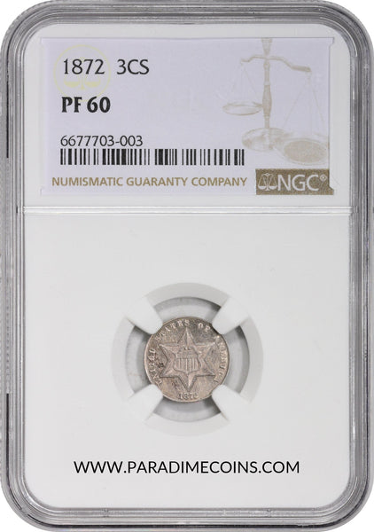 1872 3CS PR60 NGC - Paradime Coins | PCGS NGC CACG CAC Rare US Numismatic Coins For Sale