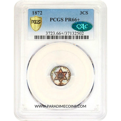 1872 3CS PR66+ PCGS CAC - Paradime Coins | PCGS NGC CACG CAC Rare US Numismatic Coins For Sale