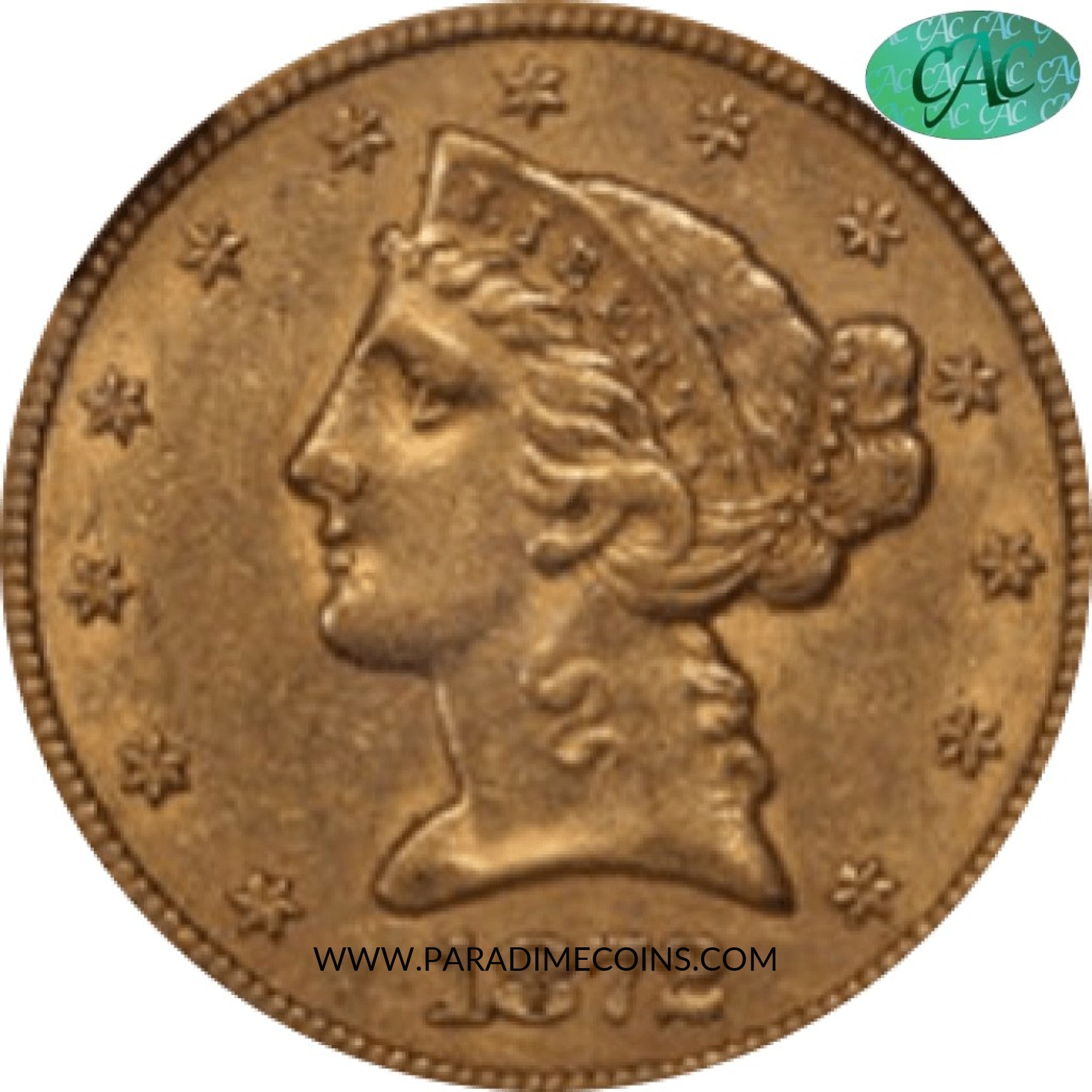 1872-CC $5 AU55 NGC CAC - Paradime Coins | PCGS NGC CACG CAC Rare US Numismatic Coins For Sale