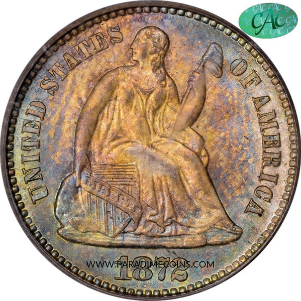 1872 H10C MS66 PCGS CAC - Paradime Coins US Coins For Sale