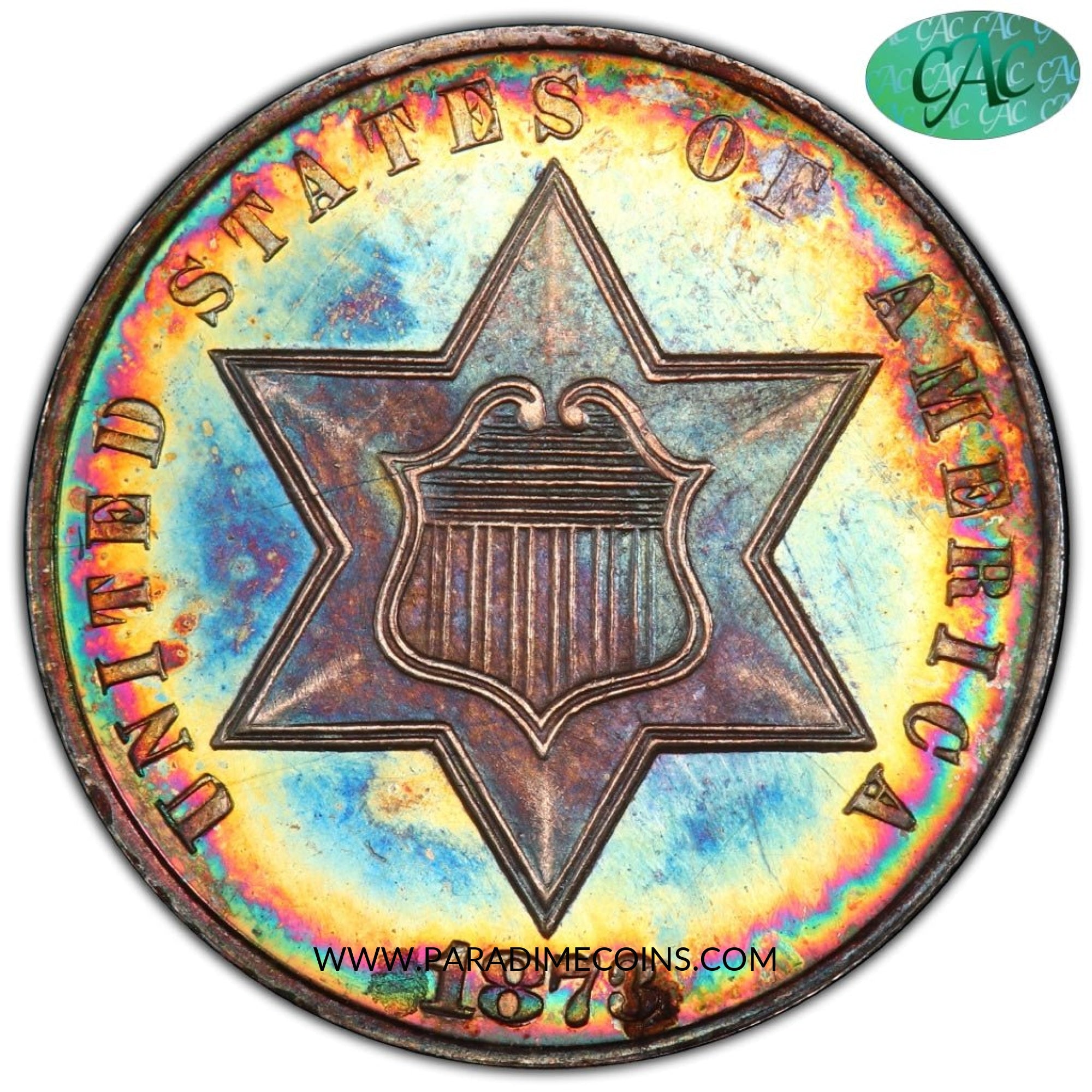 1873 3CS PR65 PCGS CAC - Paradime Coins | PCGS NGC CACG CAC Rare US Numismatic Coins For Sale