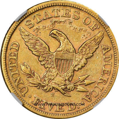 1873-S $5 AU53 NGC CAC - Paradime Coins | PCGS NGC CACG CAC Rare US Numismatic Coins For Sale