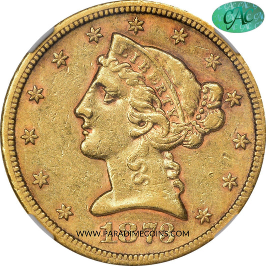 1873-S $5 AU53 NGC CAC - Paradime Coins | PCGS NGC CACG CAC Rare US Numismatic Coins For Sale