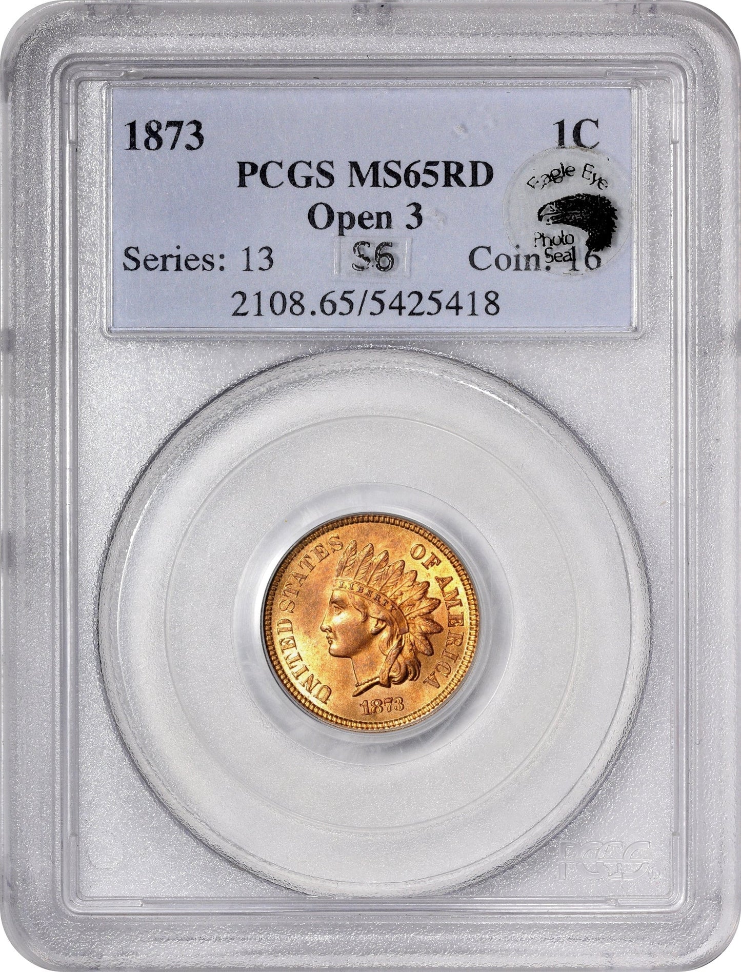 1873 1C OPEN 3 MS65 RD PCGS EEPS - Paradime Coins | PCGS NGC CACG CAC Rare US Numismatic Coins For Sale