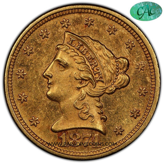 1874 $2.5 MS62 PCGS CAC - Paradime Coins | PCGS NGC CACG CAC Rare US Numismatic Coins For Sale